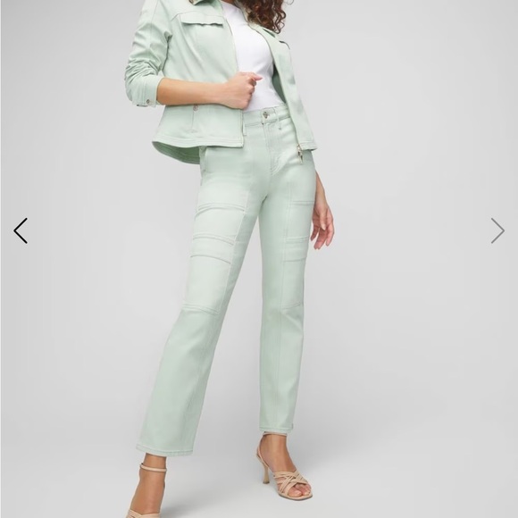 WHBM NWT High-Rise Cargo Straight Jeans in Sage Mint. Size 0. 🤗 - Picture 3 of 10